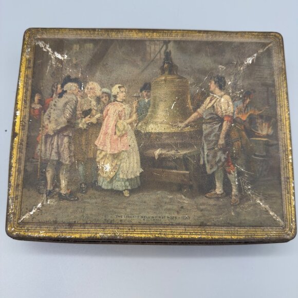 Vtg Set Tindeco Liberty Bell First Note Birth of our Nations Flag Centennial Tin - Picture 7 of 10